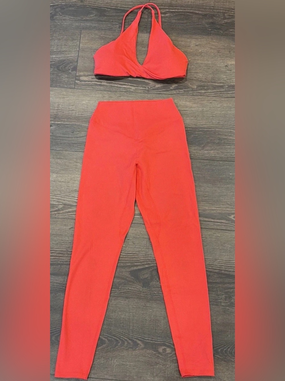 Bright Red Two-Piece Active Set - Crossback Sports Bra & High-Waist Legging